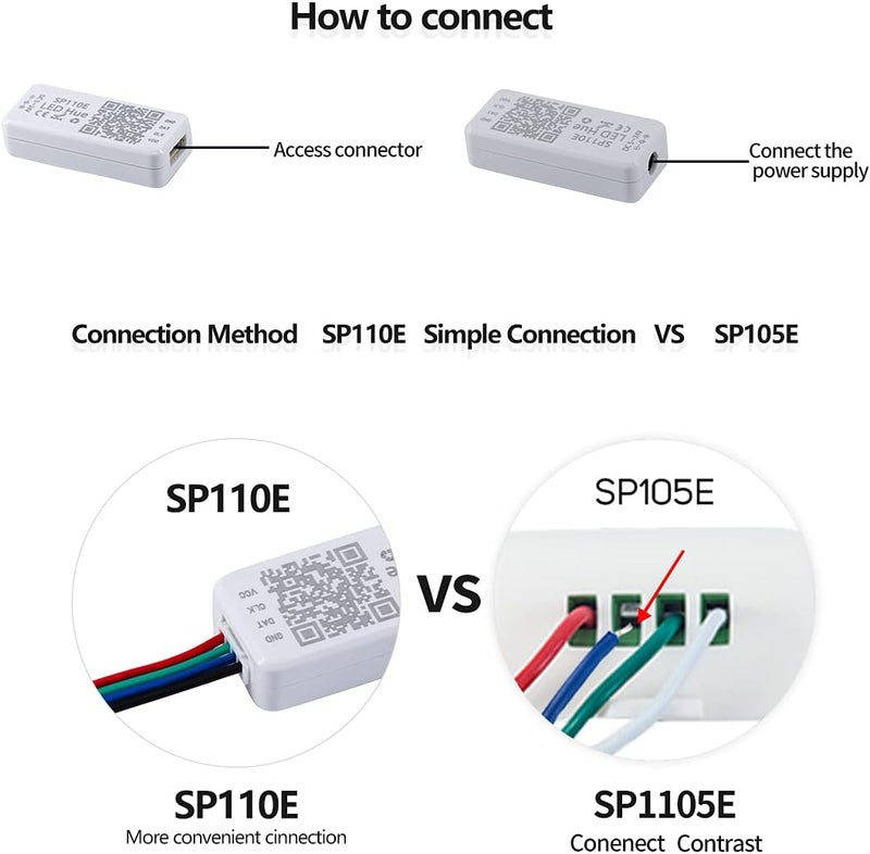 RECRE-TECH Ws2811 Controller, SP110e Addressable LED Bluetooth Ws2812b Controller 5V-24V, iOS/Android App Wireless Remote Control, Pixel Light Controller for WS2812 SK6812 SK6812RGBW Lights, Indoor Use - Image 4